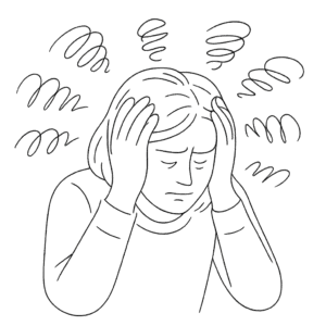 pencil outline of lady overwhelmed